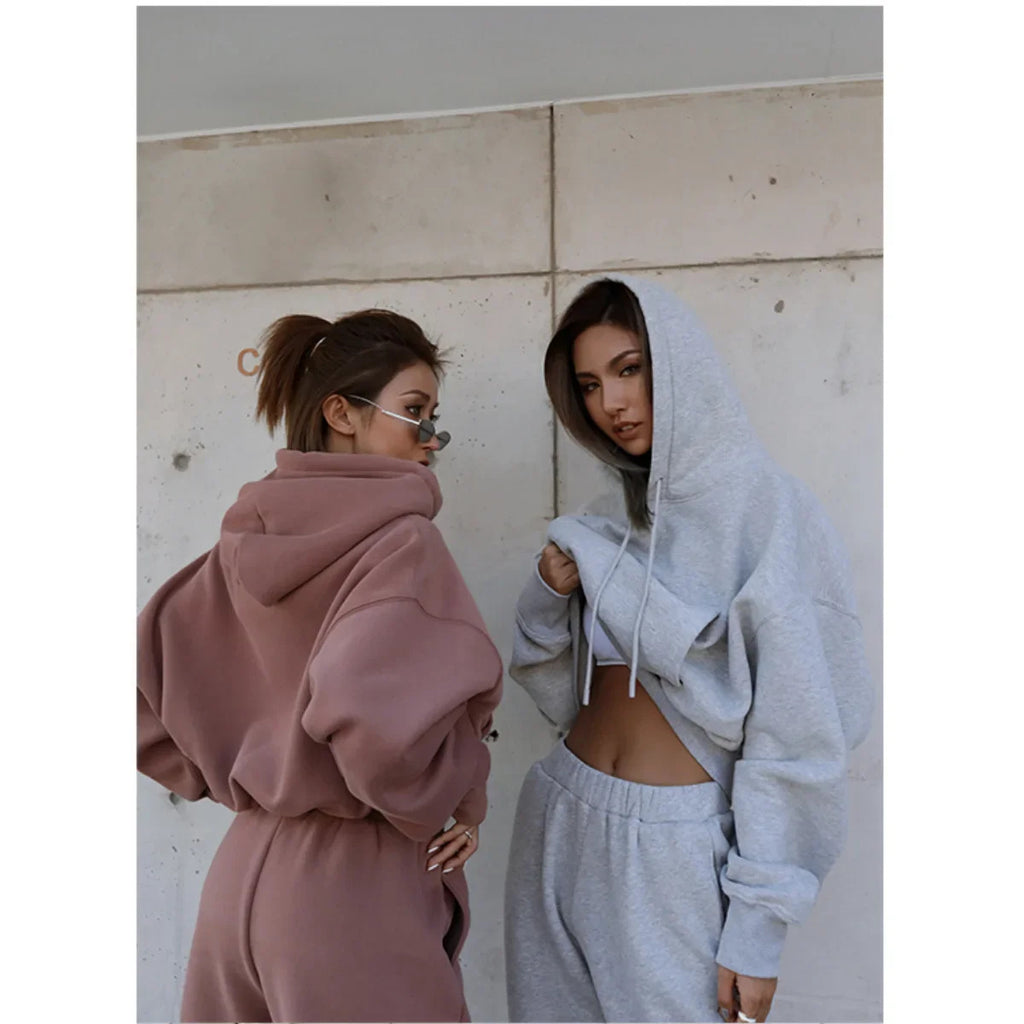 Herbst Winter frauen Langarm Hoodie Jacke Lässige Sportswear-Set Atmungsaktivem Streetwear Stil Modische