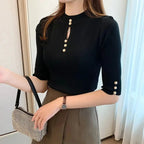 2025 frühling Herbst Korean Fashion Solid Pullover Frauen Kurzarm Tops Pull Femme Beiläufige Dünne Weibliche Pullover Gestrickte Kleidung