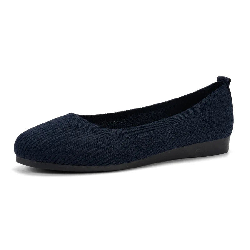 Frühling frauen Flache Schuhe neue Stricken Socke Turnschuhe Atmungsaktive Slip auf Weibliche Rpound Toe Loafers 36-43 Plus größe Licht Schuhe