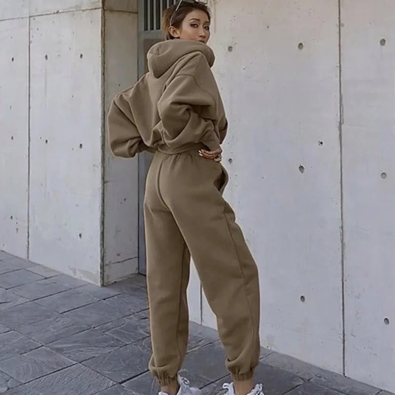 Herbst Winter frauen Langarm Hoodie Jacke Lässige Sportswear-Set Atmungsaktivem Streetwear Stil Modische