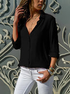 Frauen Casual Langarm Chiffon Bluse Elegante Revers Lose Hemd Frühling Sommer Solide Büro Dame Tuniken Streetwear Oversize Top