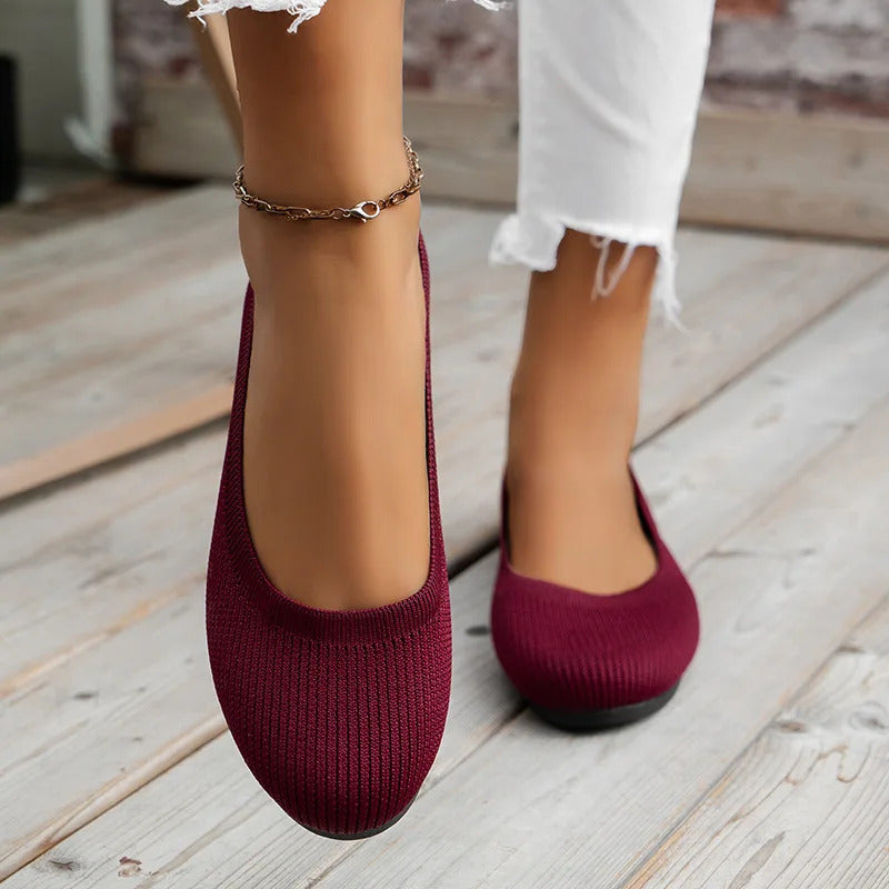 Frühling frauen Flache Schuhe neue Stricken Socke Turnschuhe Atmungsaktive Slip auf Weibliche Rpound Toe Loafers 36-43 Plus größe Licht Schuhe