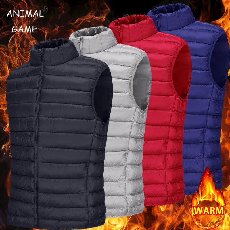 Herbst Herren Casual Weste Leichte ärmellose Jacke Vollreißverschluss Oberbekleidung Weste Outdoor Daunenweste mit Taschen