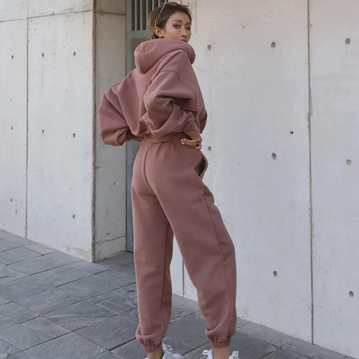 Herbst Winter frauen Langarm Hoodie Jacke Lässige Sportswear-Set Atmungsaktivem Streetwear Stil Modische