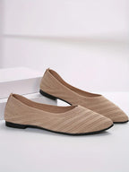 Damen Spitzschuh Flache Schuhe Einfarbig Gestrickte Slip-on-Schuhe Lässige Atmungsaktive Ballerinas Damen Flache Schuhe Müßiggänger Damen