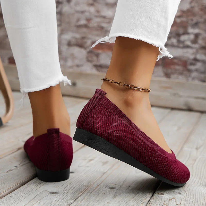Frühling frauen Flache Schuhe neue Stricken Socke Turnschuhe Atmungsaktive Slip auf Weibliche Rpound Toe Loafers 36-43 Plus größe Licht Schuhe