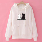 2025 Herbst Hoodie Damen Casual Kapuzenpullover Kreativer Hoodie Passende Streetwear Niedliches Katzenmuster Monogramm Hoodie