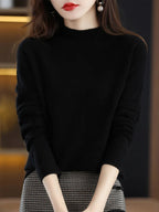 AOSSVIAO 2025, Herbst Winter Solide Mock-neck Pullover Pullover Für Frauen Lässige Strickwaren Weibliche Kleidung Grundlegende Weiche Tops