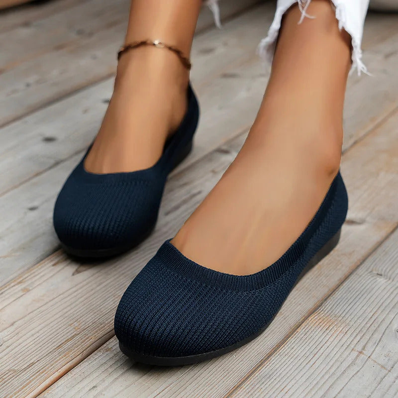 Frühling frauen Flache Schuhe neue Stricken Socke Turnschuhe Atmungsaktive Slip auf Weibliche Rpound Toe Loafers 36-43 Plus größe Licht Schuhe