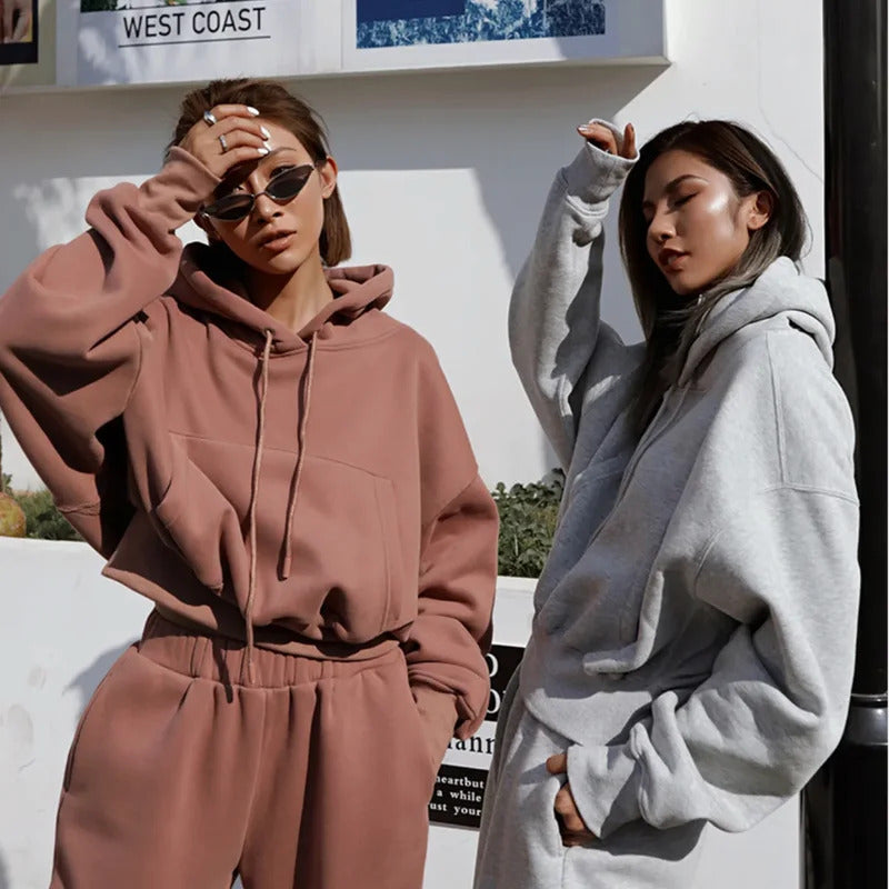 Herbst Winter frauen Langarm Hoodie Jacke Lässige Sportswear-Set Atmungsaktivem Streetwear Stil Modische