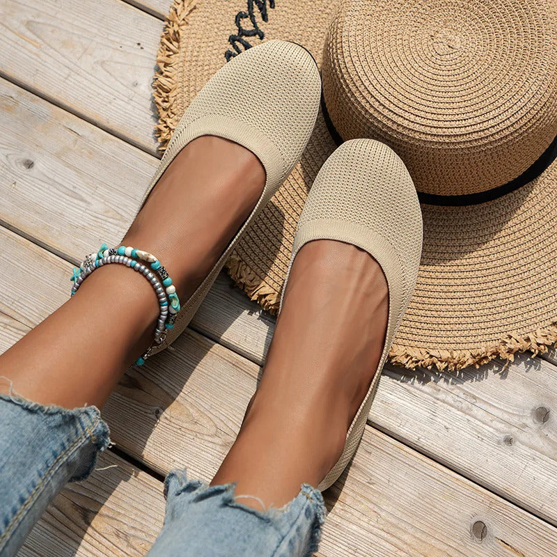 Frühling frauen Flache Schuhe neue Stricken Socke Turnschuhe Atmungsaktive Slip auf Weibliche Rpound Toe Loafers 36-43 Plus größe Licht Schuhe