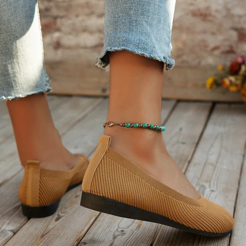 Frühling frauen Flache Schuhe neue Stricken Socke Turnschuhe Atmungsaktive Slip auf Weibliche Rpound Toe Loafers 36-43 Plus größe Licht Schuhe