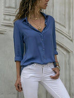 Frauen Casual Langarm Chiffon Bluse Elegante Revers Lose Hemd Frühling Sommer Solide Büro Dame Tuniken Streetwear Oversize Top