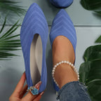 Damen Spitzschuh Flache Schuhe Einfarbig Gestrickte Slip-on-Schuhe Lässige Atmungsaktive Ballerinas Damen Flache Schuhe Müßiggänger Damen