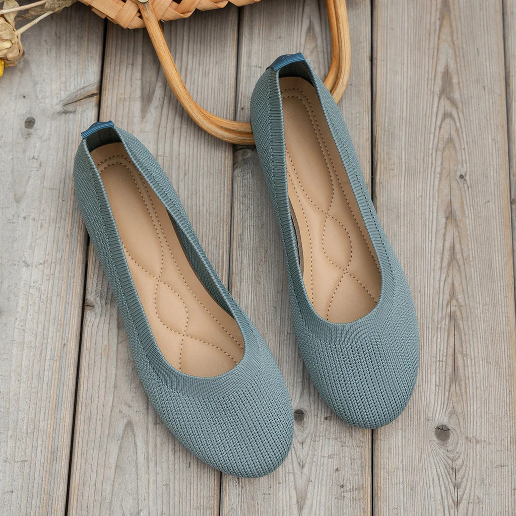 Frühling frauen Flache Schuhe neue Stricken Socke Turnschuhe Atmungsaktive Slip auf Weibliche Rpound Toe Loafers 36-43 Plus größe Licht Schuhe