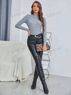 Rot Gestrickte Pullover Frauen Pullover Slim Fit Stehkragen Langarm Frühling Herbst Grundlegende Pullover Weibliche Casual Streifen Tops