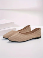 Damen Spitzschuh Flache Schuhe Einfarbig Gestrickte Slip-on-Schuhe Lässige Atmungsaktive Ballerinas Damen Flache Schuhe Müßiggänger Damen