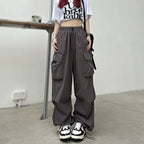 2025frauen Casual Jogger Tech Hosen Feste Niedrige Taille Hosen Kordelzug Breite Bein Baggy Hosen Y2k Streetwear Oversize Jogginghose