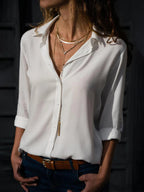 Frauen Casual Langarm Chiffon Bluse Elegante Revers Lose Hemd Frühling Sommer Solide Büro Dame Tuniken Streetwear Oversize Top