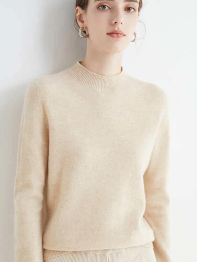 AOSSVIAO 2025, Herbst Winter Solide Mock-neck Pullover Pullover Für Frauen Lässige Strickwaren Weibliche Kleidung Grundlegende Weiche Tops