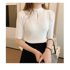 2025 frühling Herbst Korean Fashion Solid Pullover Frauen Kurzarm Tops Pull Femme Beiläufige Dünne Weibliche Pullover Gestrickte Kleidung