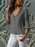 Frauen Casual Langarm Chiffon Bluse Elegante Revers Lose Hemd Frühling Sommer Solide Büro Dame Tuniken Streetwear Oversize Top