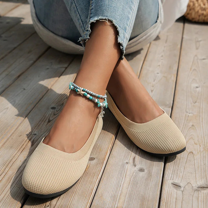 Frühling frauen Flache Schuhe neue Stricken Socke Turnschuhe Atmungsaktive Slip auf Weibliche Rpound Toe Loafers 36-43 Plus größe Licht Schuhe