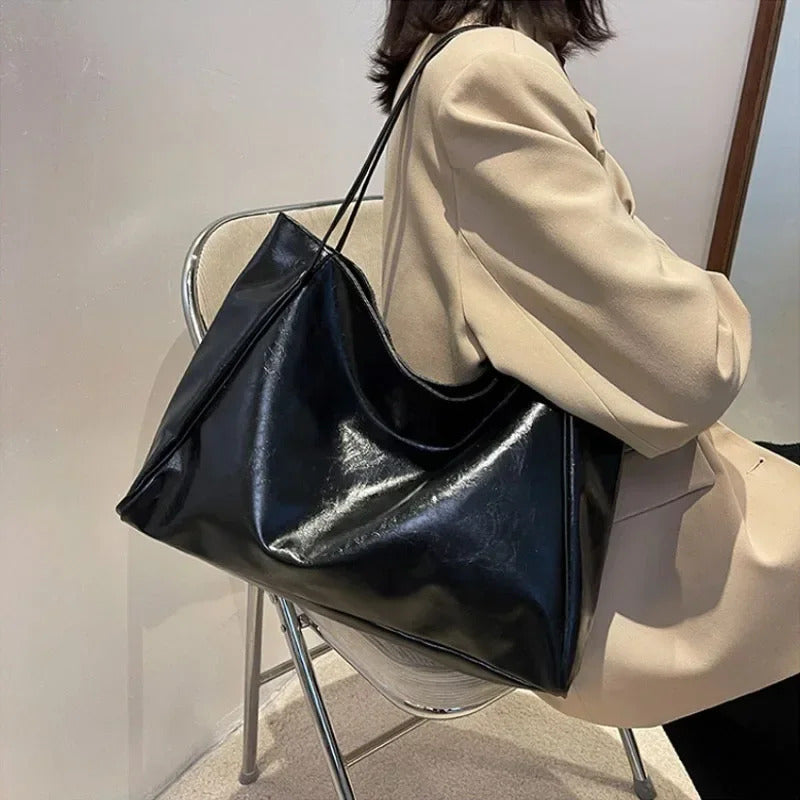 Frauen Einkaufstasche Mode Unterarm Tasche Große Kapazität Weiche Pu Leder Schulter Tasche Retro Umhängetasche Casual Tragbare BucketBags