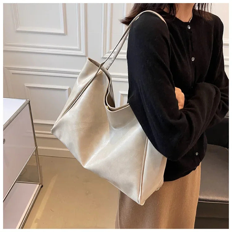 Frauen Einkaufstasche Mode Unterarm Tasche Große Kapazität Weiche Pu Leder Schulter Tasche Retro Umhängetasche Casual Tragbare BucketBags
