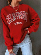 Koreanischer Trend-Sweatshirt für Damen, California West Coast Print, weiblicher Kapuzenpullover mit langen Ärmeln, O-Ausschnitt, sportliche und reichhaltige Kleidung