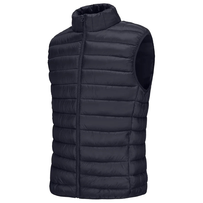 Herbst Herren Casual Weste Leichte ärmellose Jacke Vollreißverschluss Oberbekleidung Weste Outdoor Daunenweste mit Taschen