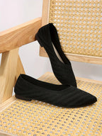 Damen Spitzschuh Flache Schuhe Einfarbig Gestrickte Slip-on-Schuhe Lässige Atmungsaktive Ballerinas Damen Flache Schuhe Müßiggänger Damen
