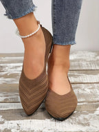 Damen Spitzschuh Flache Schuhe Einfarbig Gestrickte Slip-on-Schuhe Lässige Atmungsaktive Ballerinas Damen Flache Schuhe Müßiggänger Damen