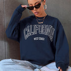 Koreanischer Trend-Sweatshirt für Damen, California West Coast Print, weiblicher Kapuzenpullover mit langen Ärmeln, O-Ausschnitt, sportliche und reichhaltige Kleidung