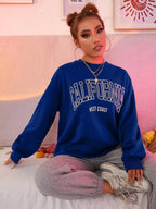 Koreanischer Trend-Sweatshirt für Damen, California West Coast Print, weiblicher Kapuzenpullover mit langen Ärmeln, O-Ausschnitt, sportliche und reichhaltige Kleidung